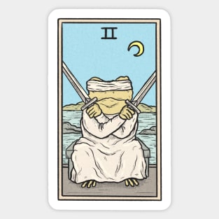 Two of Swords Toad Tarot Sticker